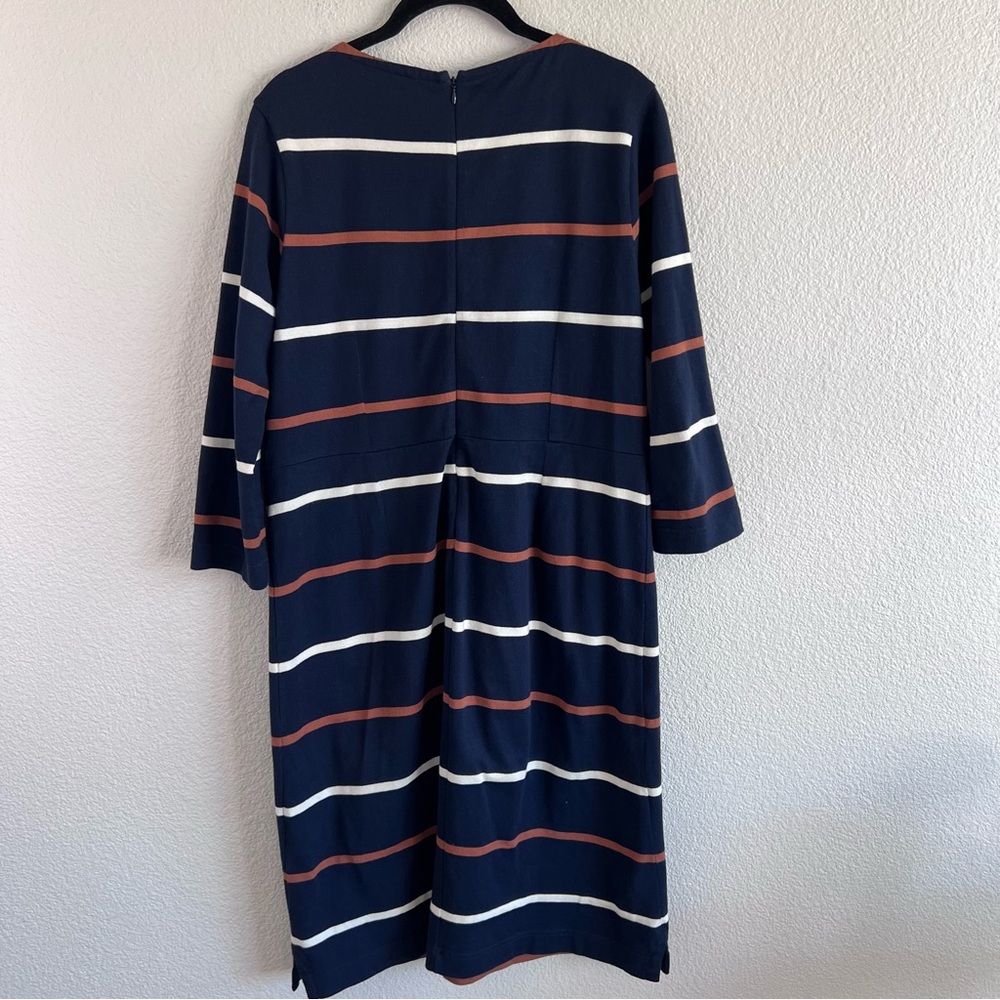 Barbour Women's Oyster Stripe Cotton Knit Midi Dress Navy - Picture 3 of 10